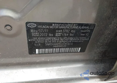 2012 Hyundai Elantra Gls из США, поврежденный, VIN 5NPDH4AE1CH067614